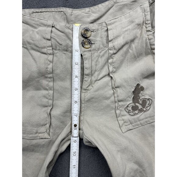 Disney Parks Mickey Mouse Linen Pants Women’s 4 Capri Tan Convertible Roll Up - Picture 9 of 16